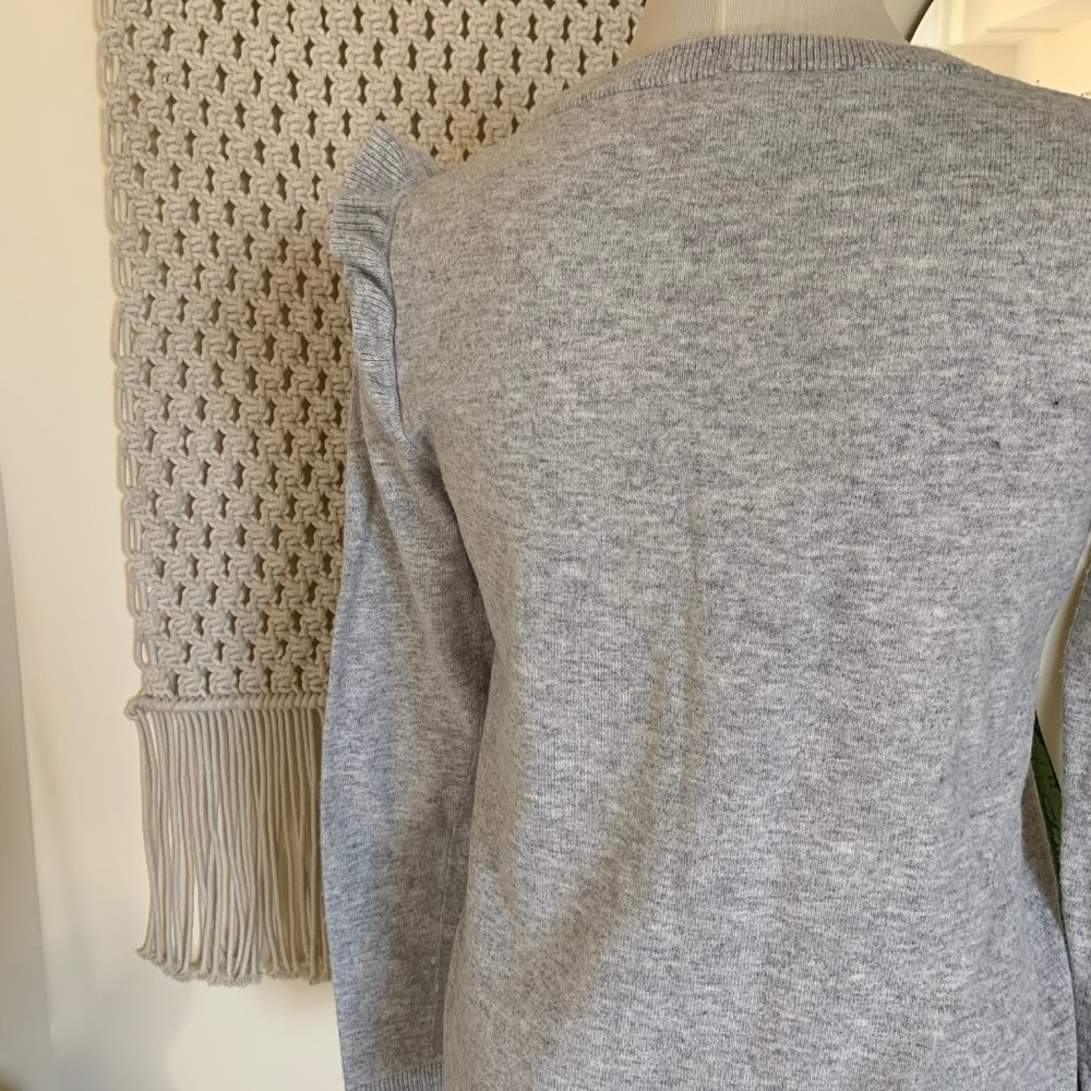 JCREW Ruffle Flounced Large Sleeve Gray Sweater - Picture 10 of 12